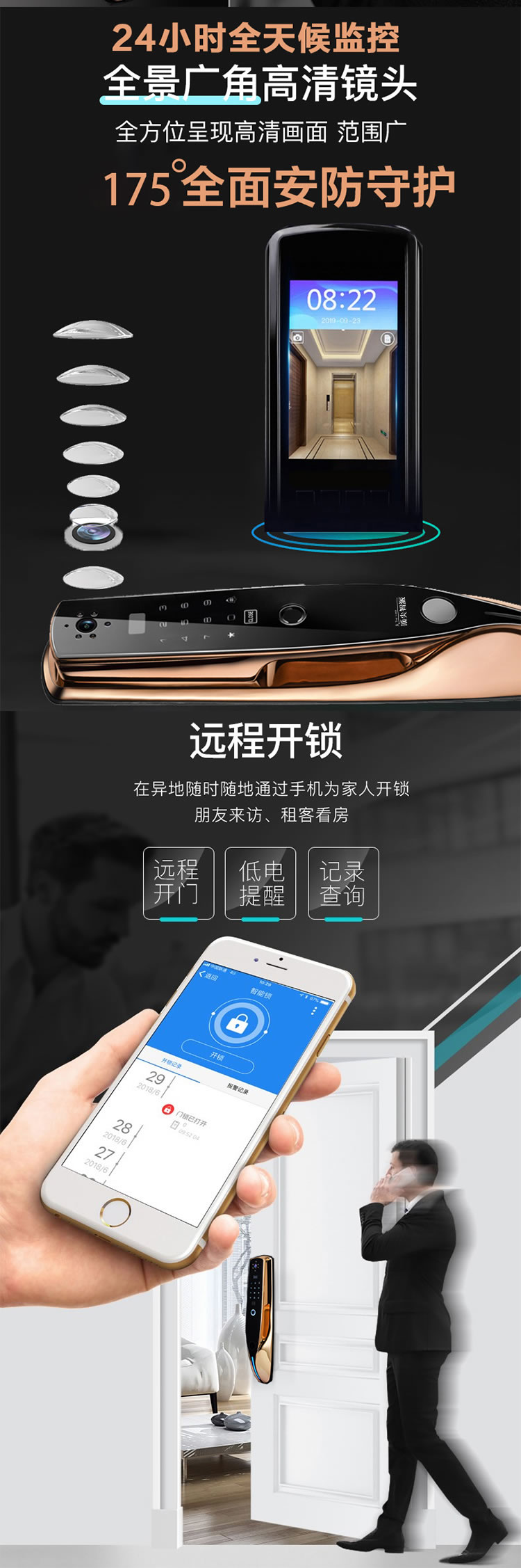 頂尖智派 龍貓系列 全自動貓眼智能鎖 全自動遠(yuǎn)程解鎖