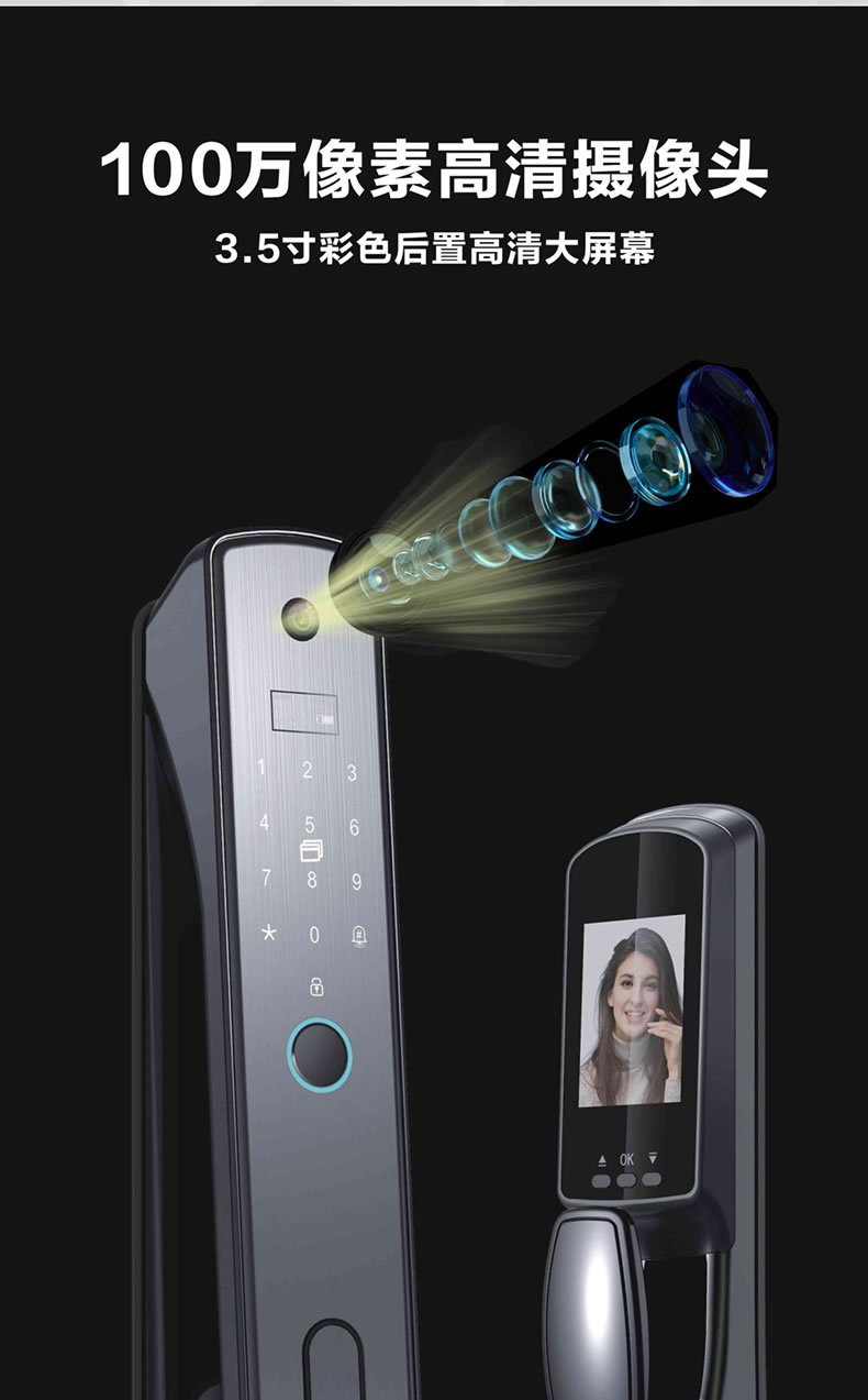 海爾智能鎖29V可視貓眼指紋鎖家用防盜門(mén)密碼鎖V29