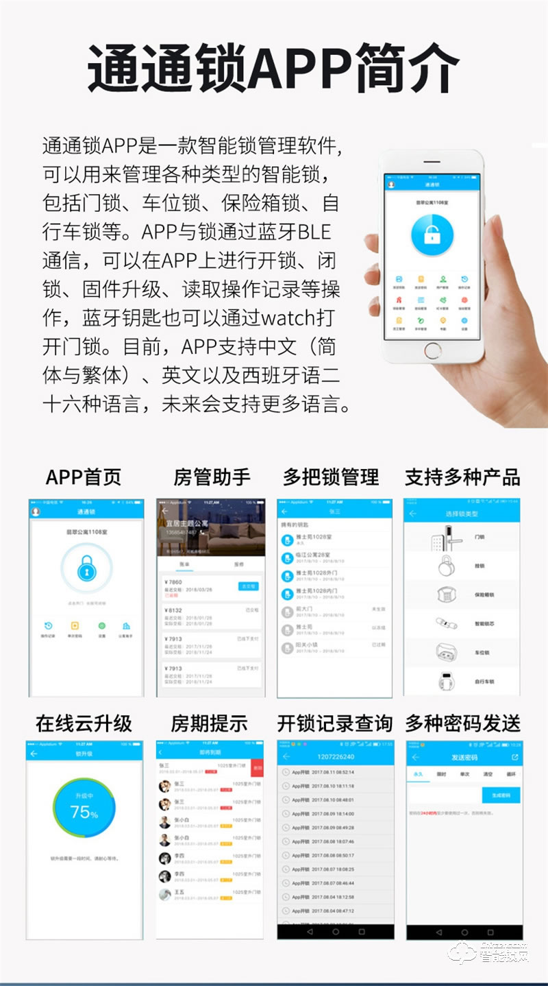 因碩指紋鎖T16公寓酒店鎖 五式遠(yuǎn)程解鎖