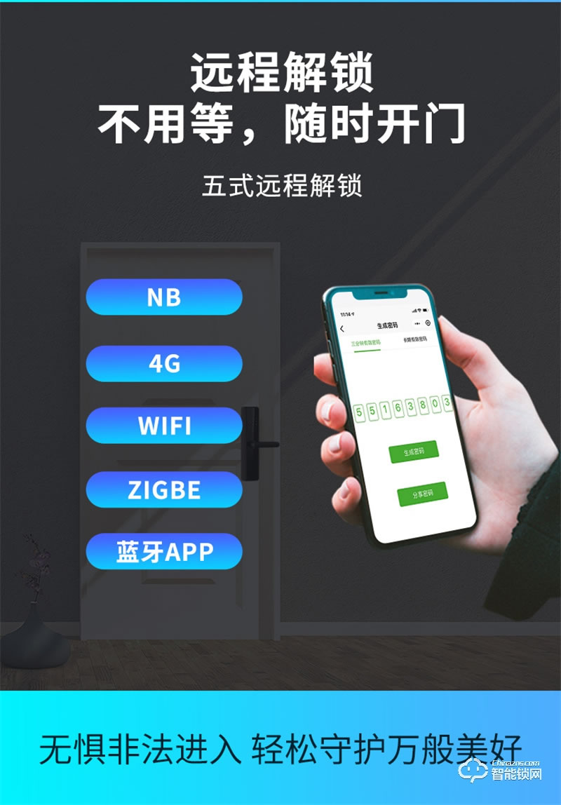 因碩指紋鎖T16公寓酒店鎖 五式遠(yuǎn)程解鎖