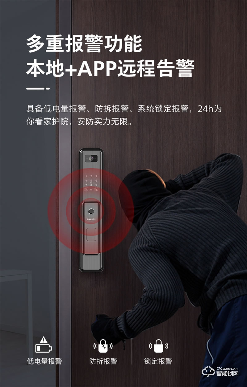 飛利浦智能鎖DDL301 可視貓眼智能鎖防盜門電子門鎖