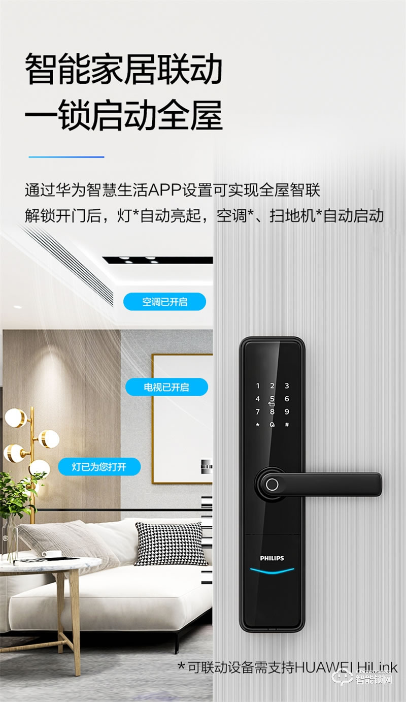 飛利浦智能鎖DDL603E 指紋家用防盜門WIFI密碼電子鎖