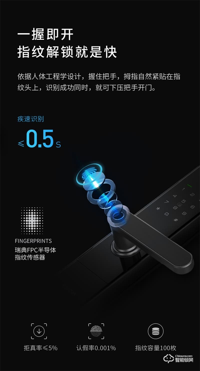 凱迪仕智能鎖F300 指紋鎖家用防盜門密碼鎖