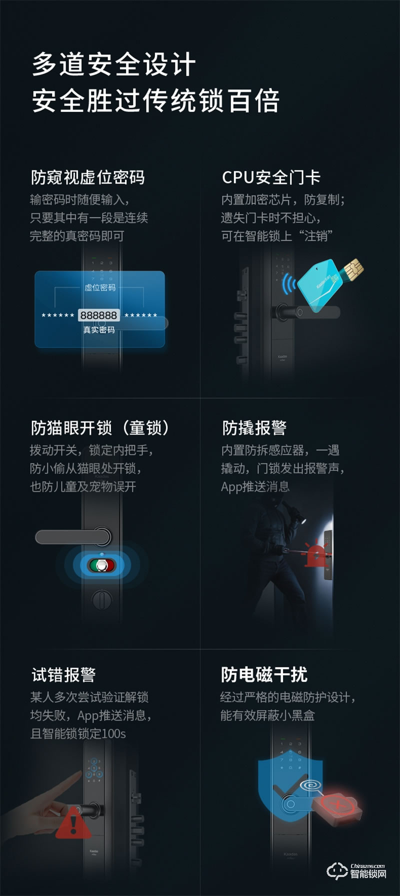 凱迪仕智能鎖F300 指紋鎖家用防盜門密碼鎖