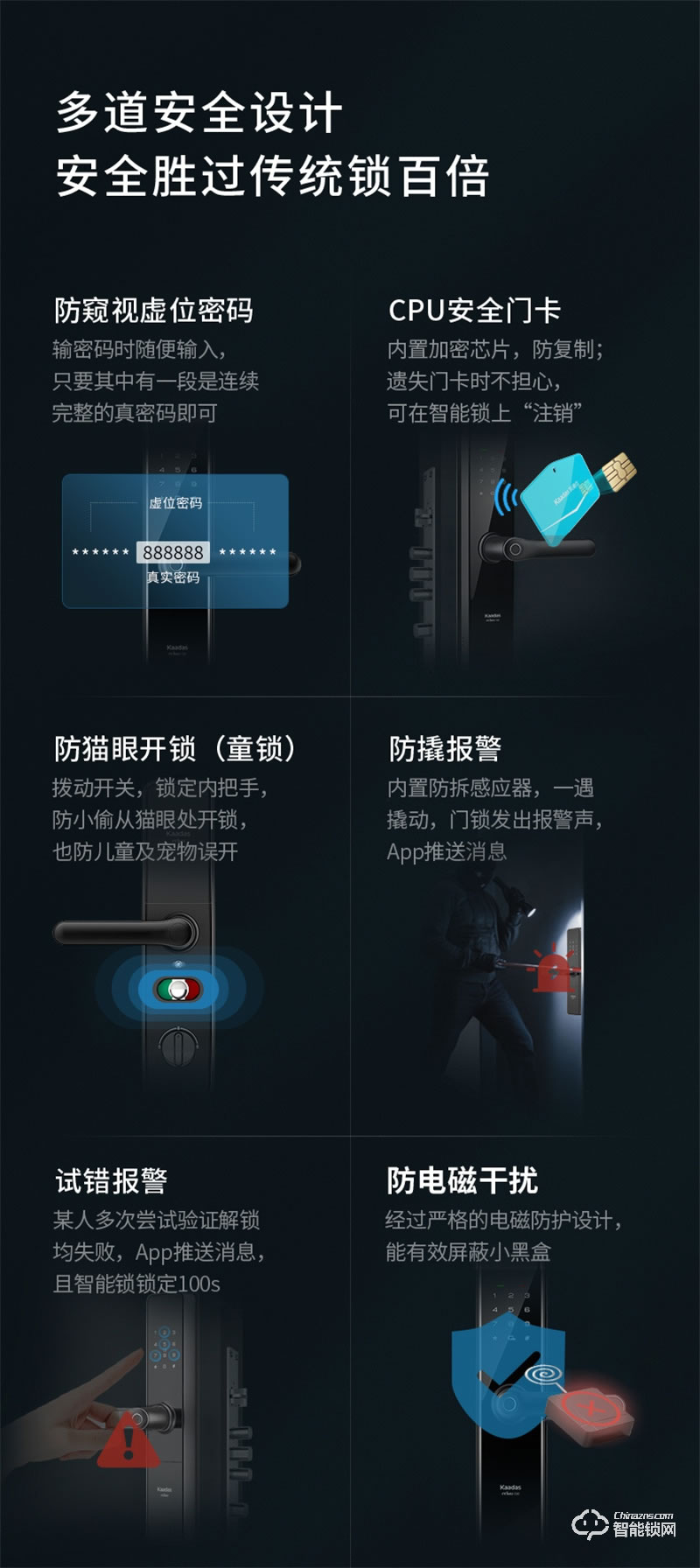 凱迪仕智能鎖F200 密碼指紋鎖家用防盜門鎖