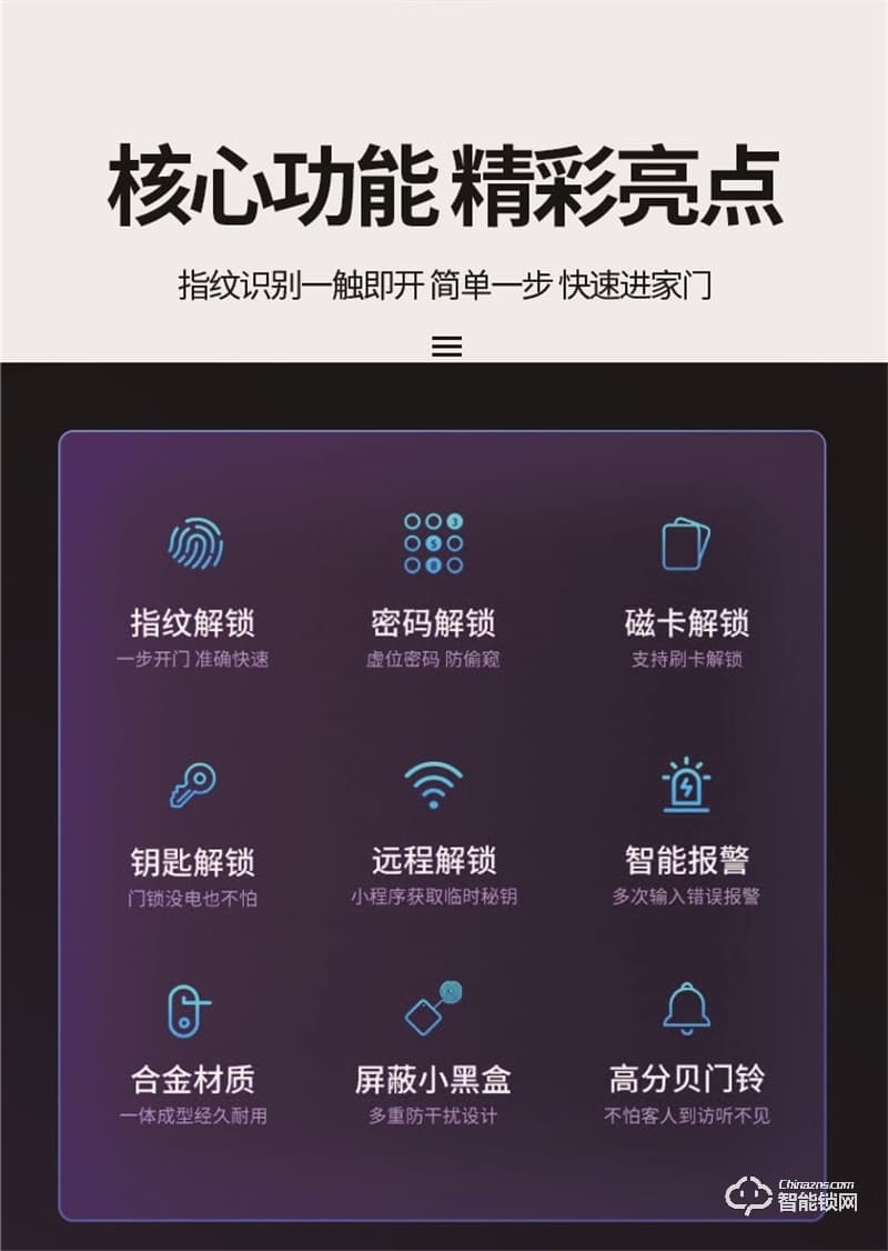 科熊V7智能鎖 電子貓眼抓拍密碼鎖