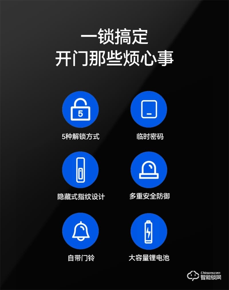 石將軍J1全自動指紋鎖 家用防盜門智能鎖