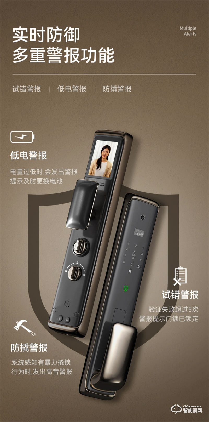 石將軍J1D-PLUS全自智能電子鎖 指紋密碼鎖家用防盜門密碼鎖