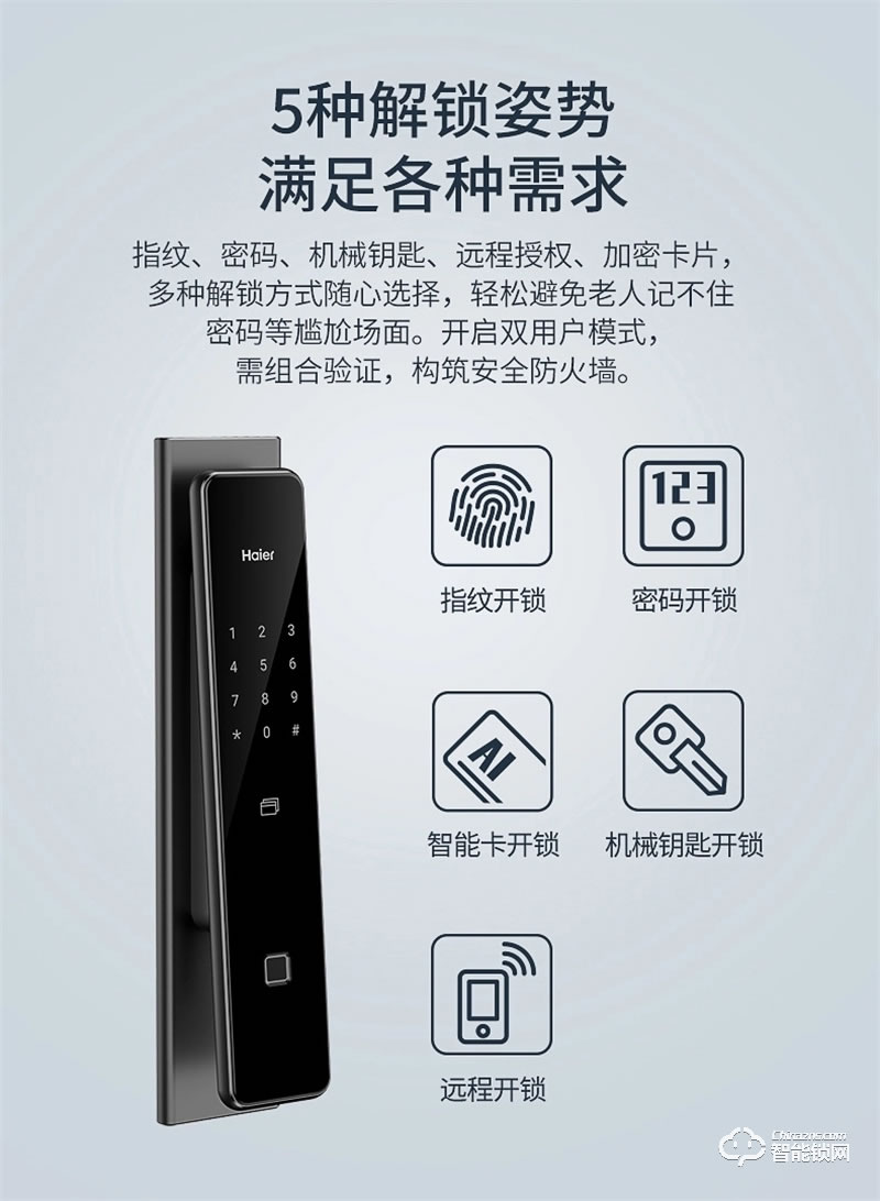 海爾智能門鎖P66 家用防盜門智能鎖密碼鎖
