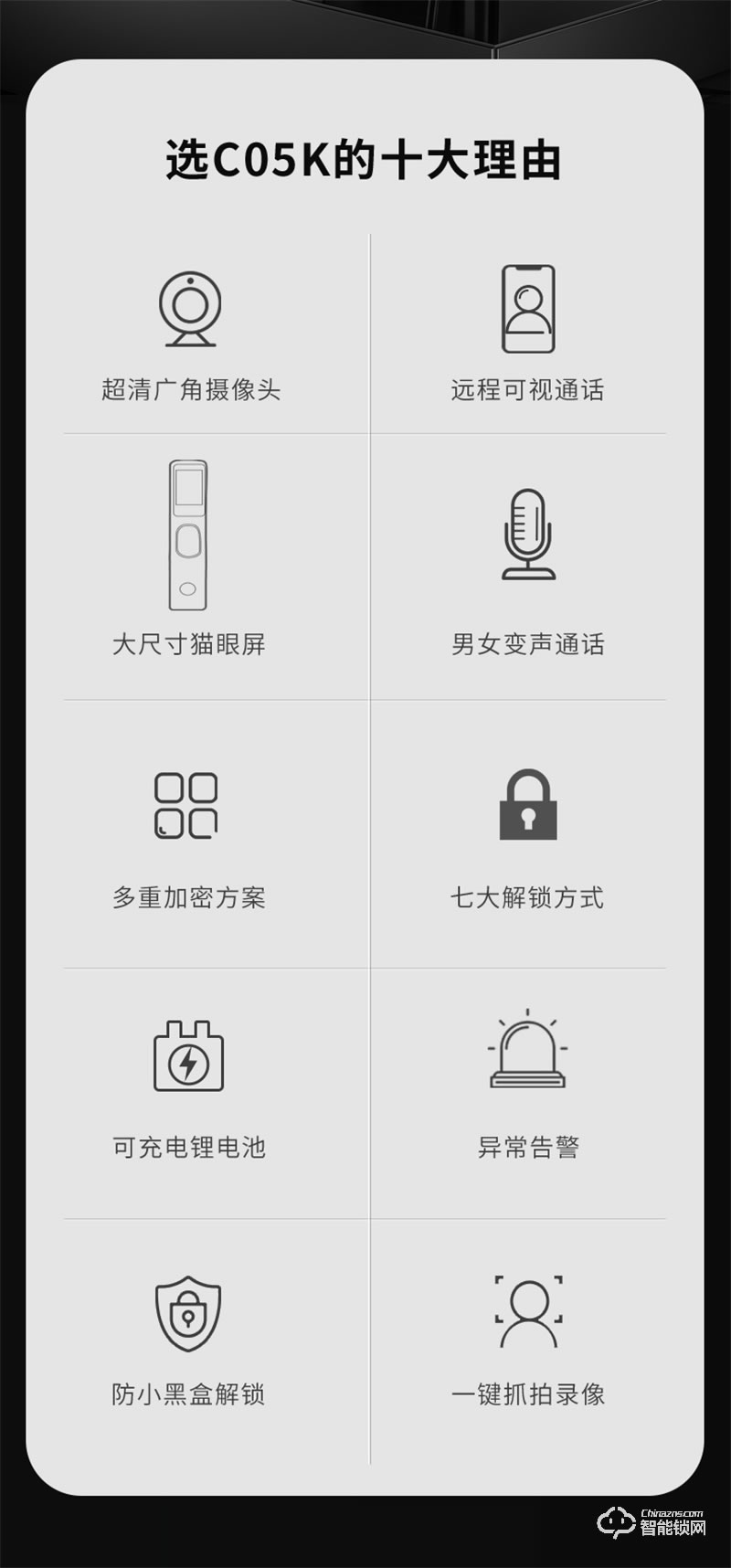 因碩智能鎖C05K 家用防盜門(mén)密碼鎖