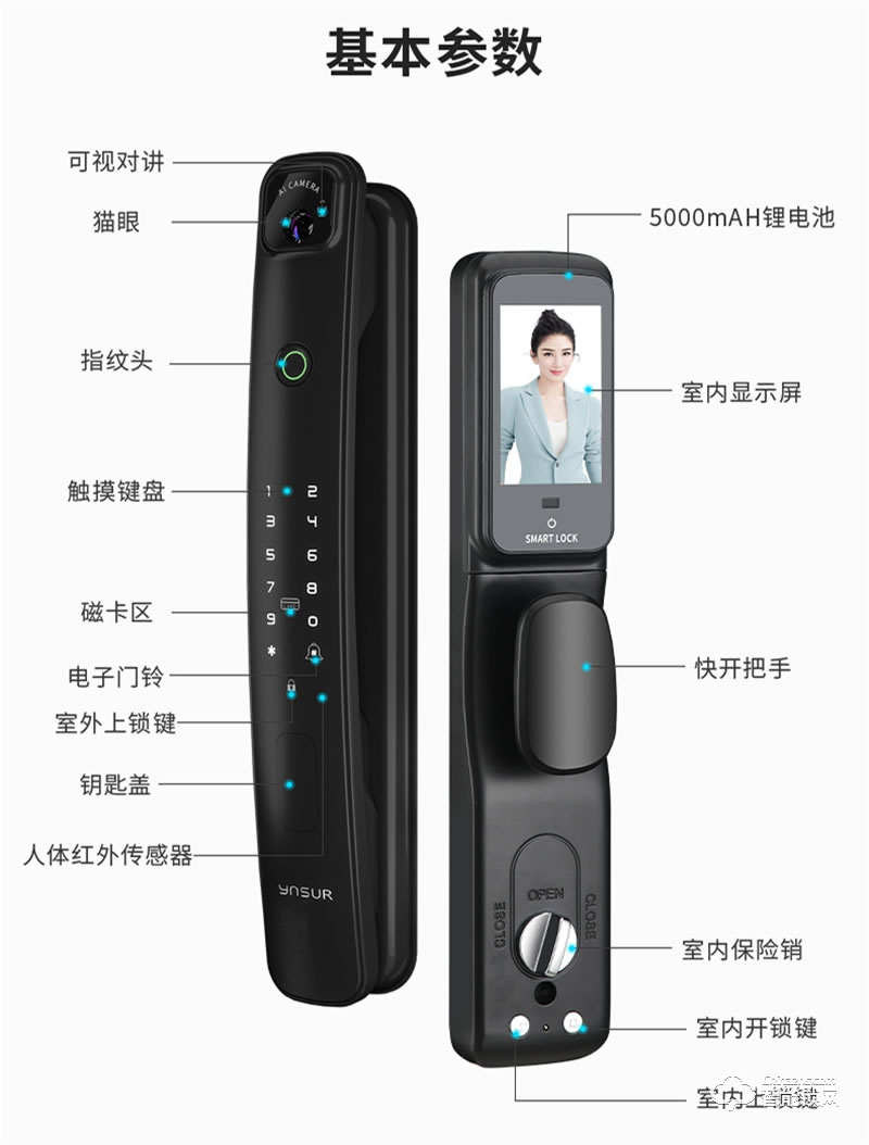 因碩智能鎖C05K 家用防盜門(mén)密碼鎖