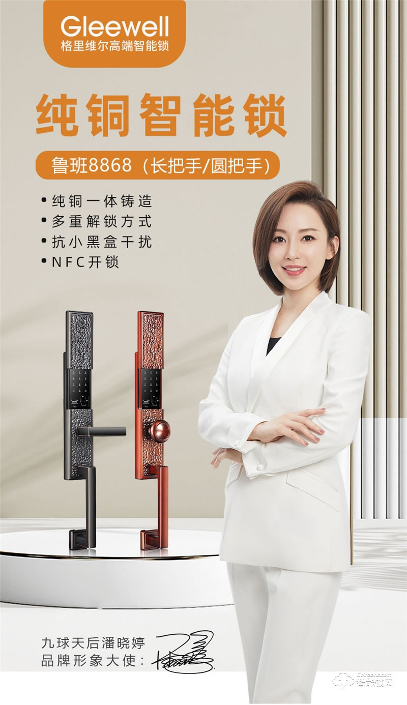 格里維爾純銅智能鎖 魯班8868全自動別墅智能鎖