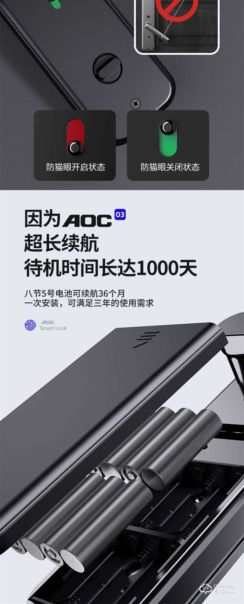 AOC智能鎖L3 家用防盜門十大品牌指紋鎖