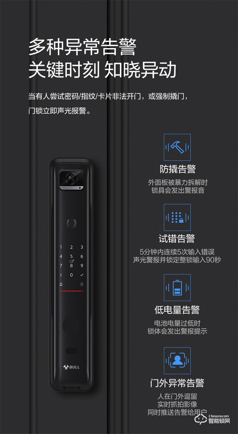 公牛智能鎖EQ04P 可視貓眼密碼鎖全自動(dòng)智能門鎖