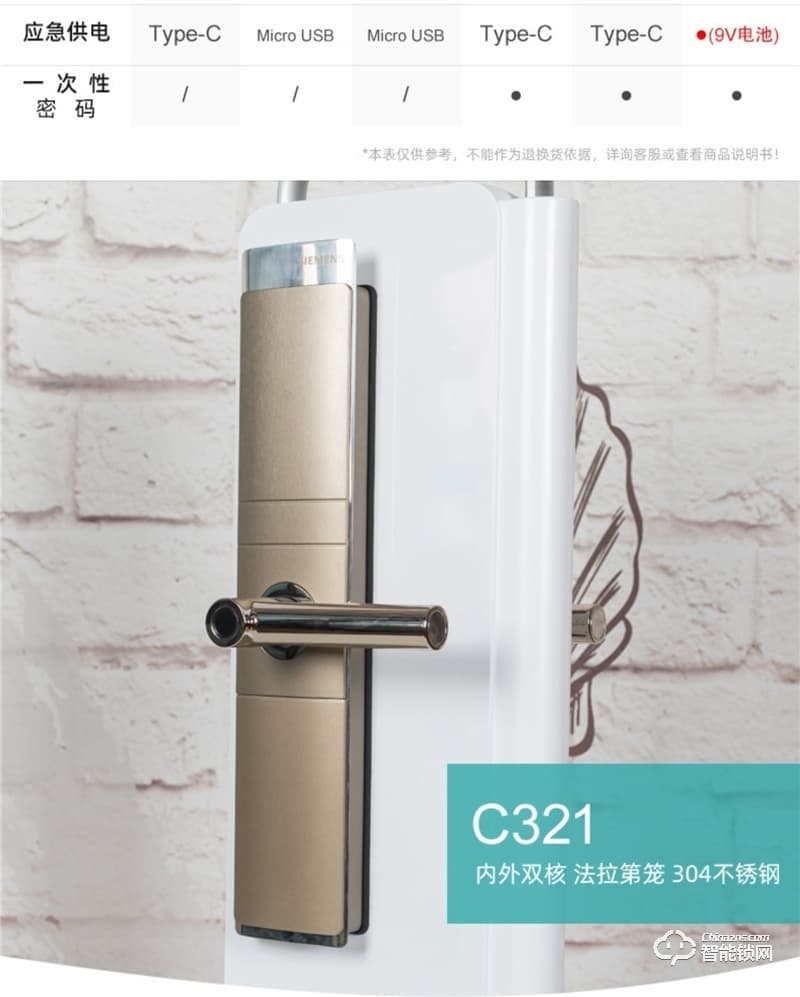 西門子指紋鎖C321 防盜門智能電子鎖