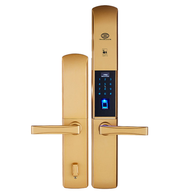 三環(huán)流線型滑蓋指紋鎖 家用辦公室防盜門智能門鎖