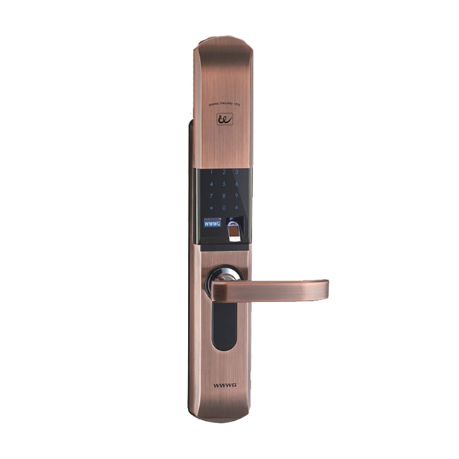 吾愛吾家自動滑蓋智能鎖 紅古銅指紋密碼鎖
