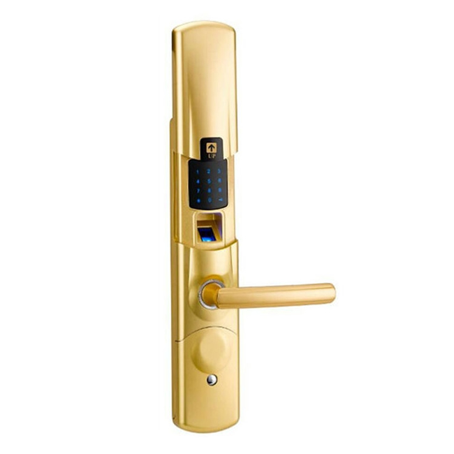 魯創土豪金滑蓋指紋鎖 家用智能門鎖