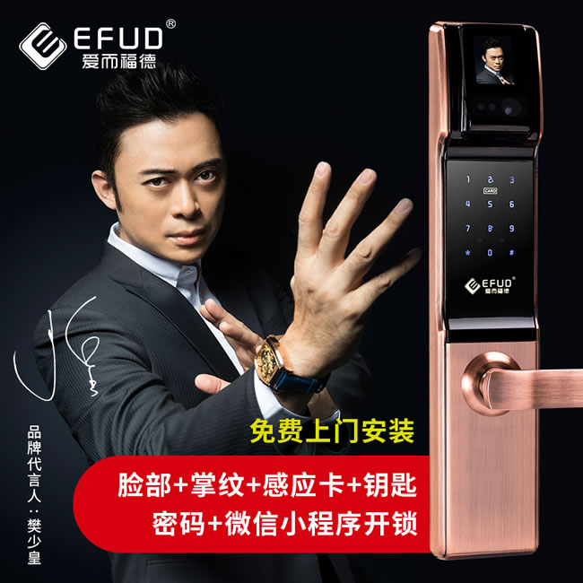 愛而福德指紋鎖  EFUD-8100指紋鎖紅古銅密碼智能電子鎖