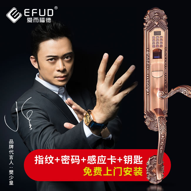 愛而福德指紋鎖 家用防盜門指紋鎖密碼鎖 防盜門智能鎖門鎖