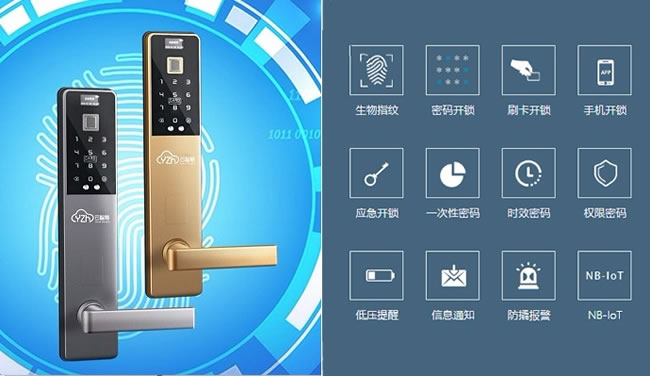 銘鍆云智慧NB-IOT物聯網智能鎖指紋鎖X1NB