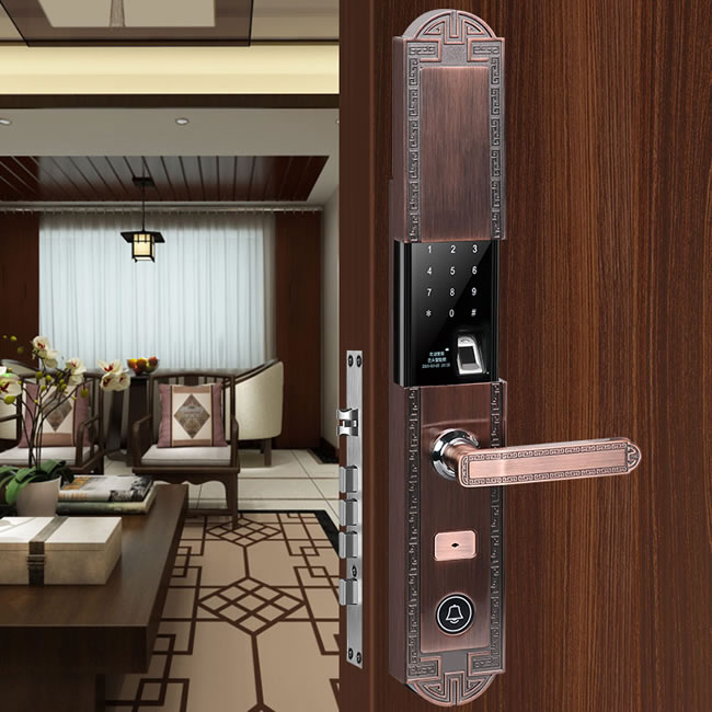 巨頭智能鎖 復古銅門雙開門智能門鎖