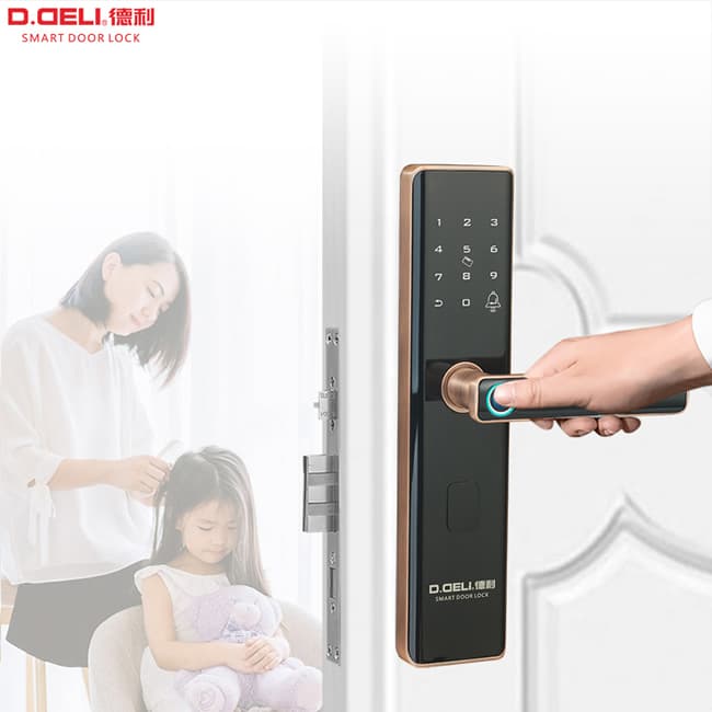 德利智能鎖 家用防盜門隱形一握開智能門鎖