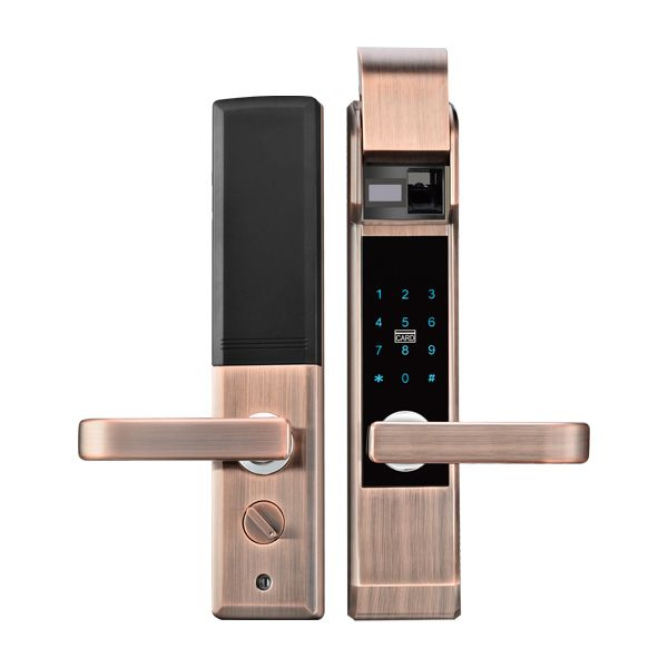 衛(wèi)安指紋鎖 8806紅古銅半導(dǎo)體指紋鎖 自動(dòng)上鎖