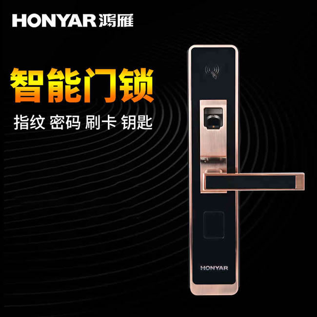 鴻雁智能鎖 IHM1003家用防盜門鎖刷卡磁卡鎖