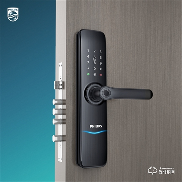 飛利浦智能鎖7100DS：采用IML拉絲工藝，指紋傳感器融于把手處