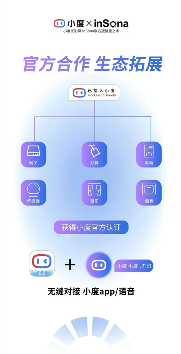 inSona智能照明系統與小度平臺深度對接 inSona智能照明系統與小度平臺深度對接
