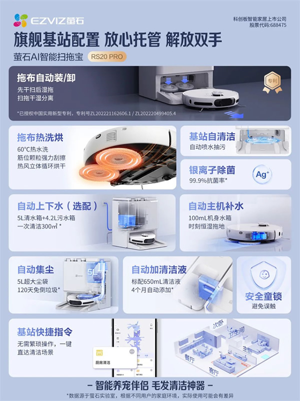 旗艦新品重磅登場(chǎng)丨螢石AI智能掃拖寶RS20 Pro，來了！